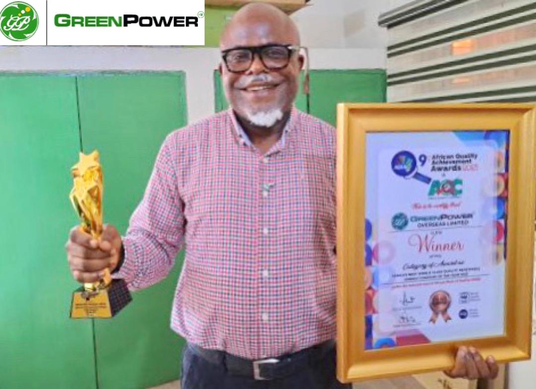 GreenPower Overseas Ltd, a leading renewable energy service provider, receives prestigious recognition as the African Best World Class Quality Renewable Energy Company of the Year 2023. 
